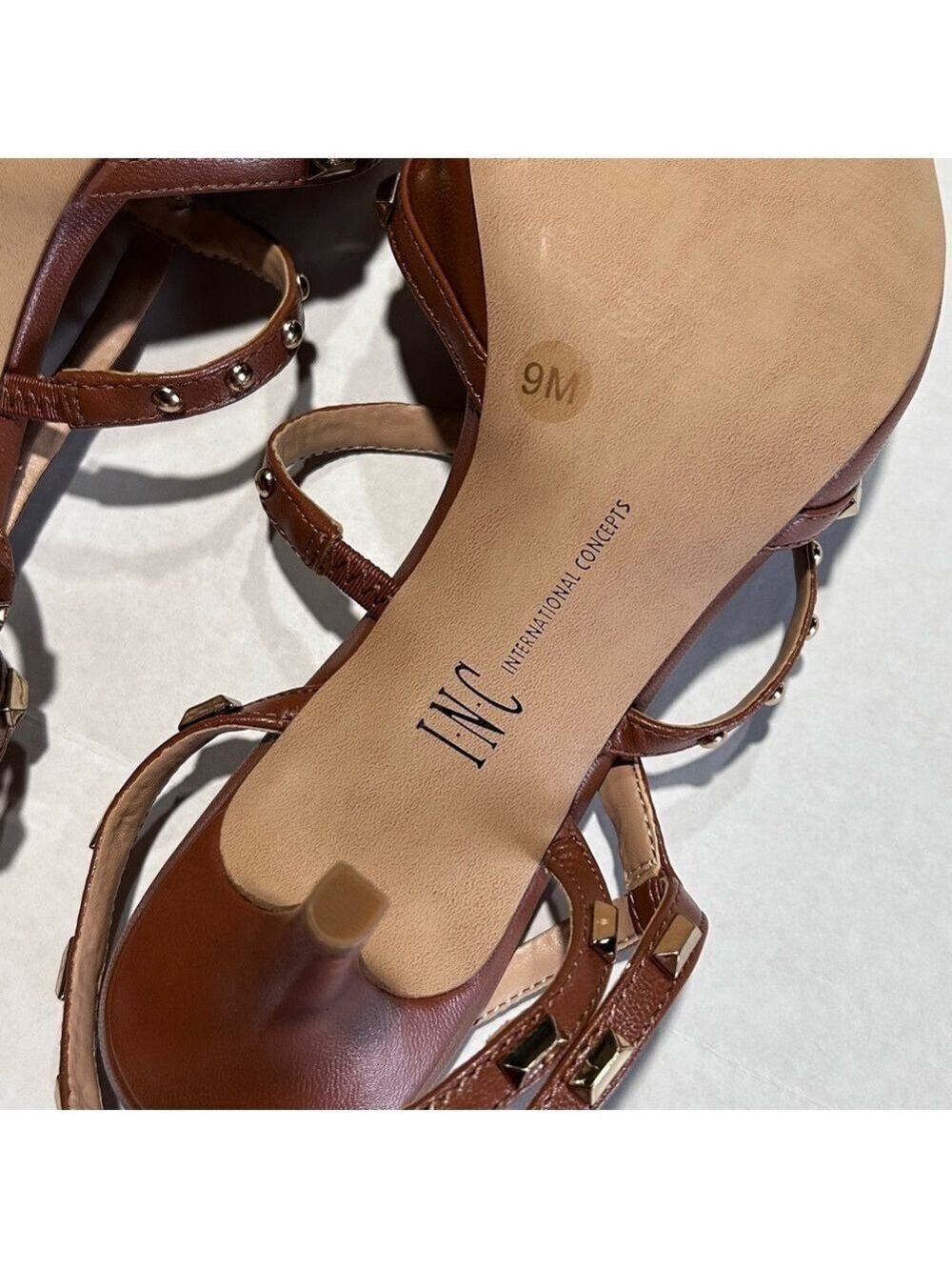 INC International Concepts Tan Studded Ankle Strap Pumps Size 9 - Picture 11 of 11